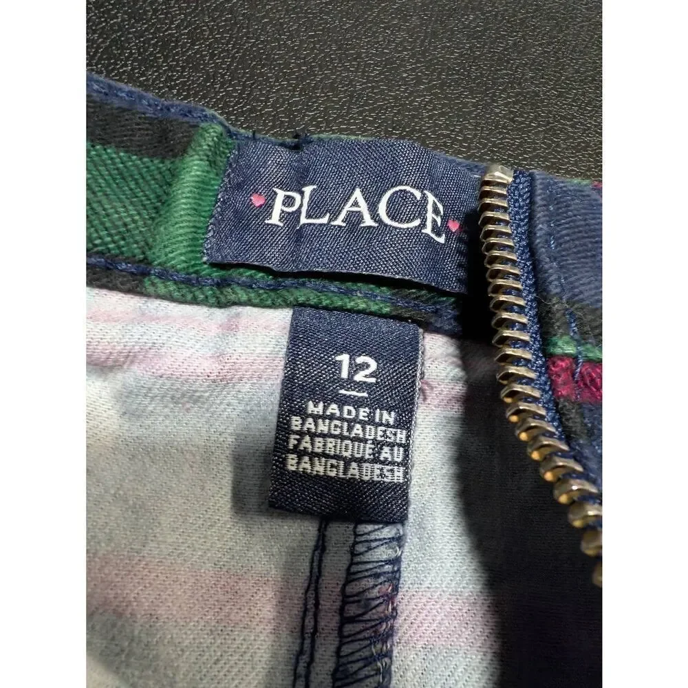 Children's Place Girls Plaid Twill Zip Skirt - blue Kids 12